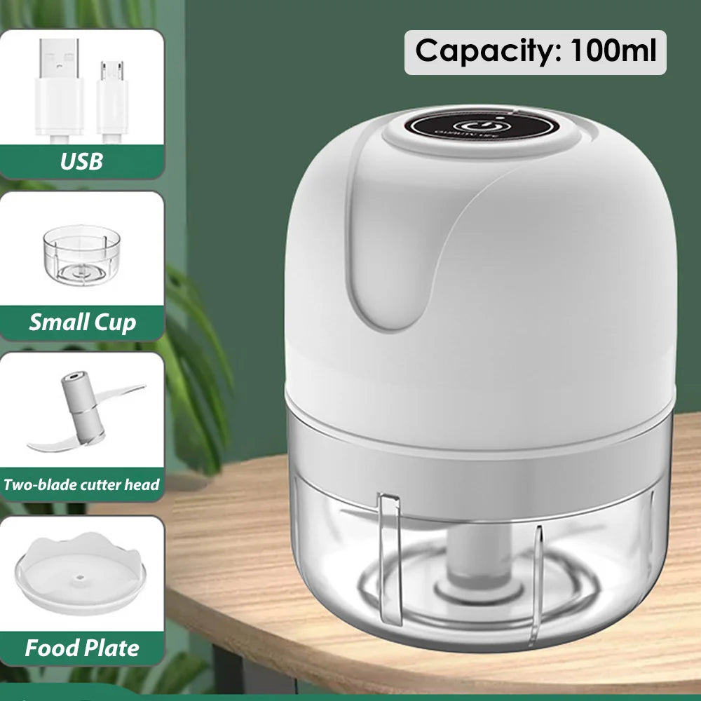 Mini USB Wireless Electric Garlic Masher 100/250ml Press Mincer Vegetable Chili Meat Grinder Food Chopper Kitchen Accessories