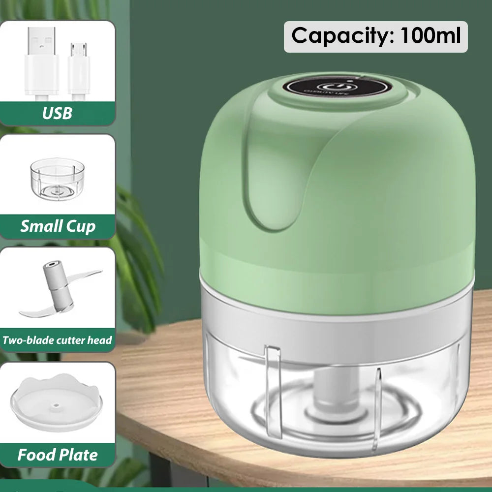 Mini USB Wireless Electric Garlic Masher 100/250ml Press Mincer Vegetable Chili Meat Grinder Food Chopper Kitchen Accessories
