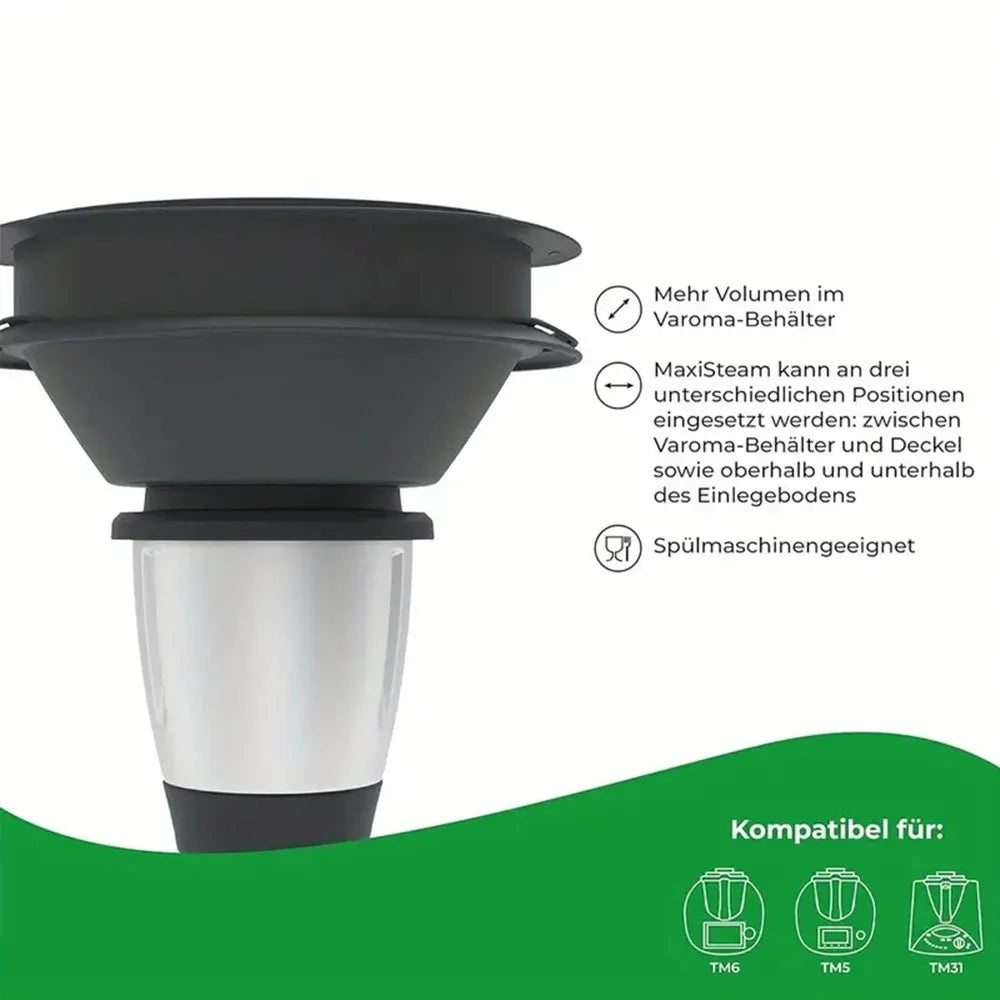 1pc Thermomix Varoma Steamer plug-in expansion ring TM6, TM5, TM31 compatible - large capacity kitchen mixer accessories