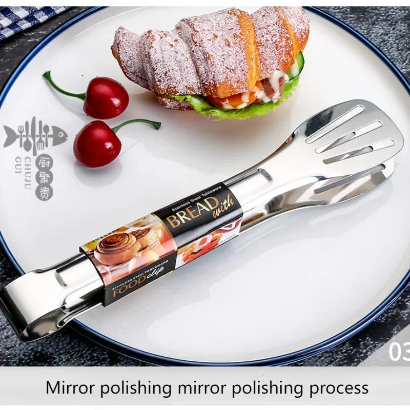 Multipurpose 304 Stainless Steel Meal Clip with Three-line Hollowed-out Design, Ideal for Grilling, Serving, and More,Food Clip