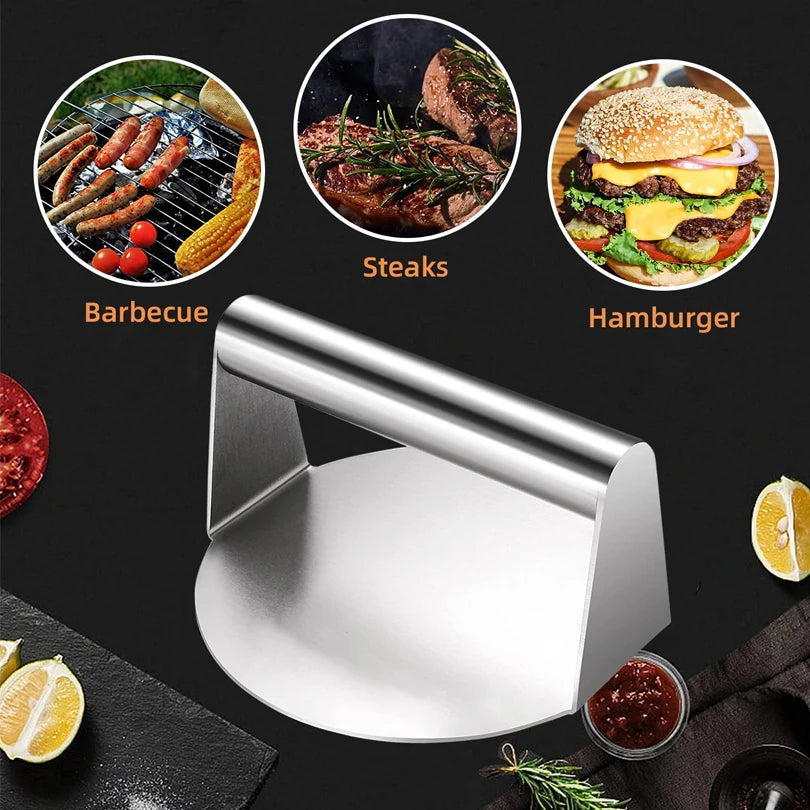 Stainless Steel Smash Burger Press Hamburger Patties Meat Masher Circular Meat Press Mold for Deli Meats Kitchen Accessories