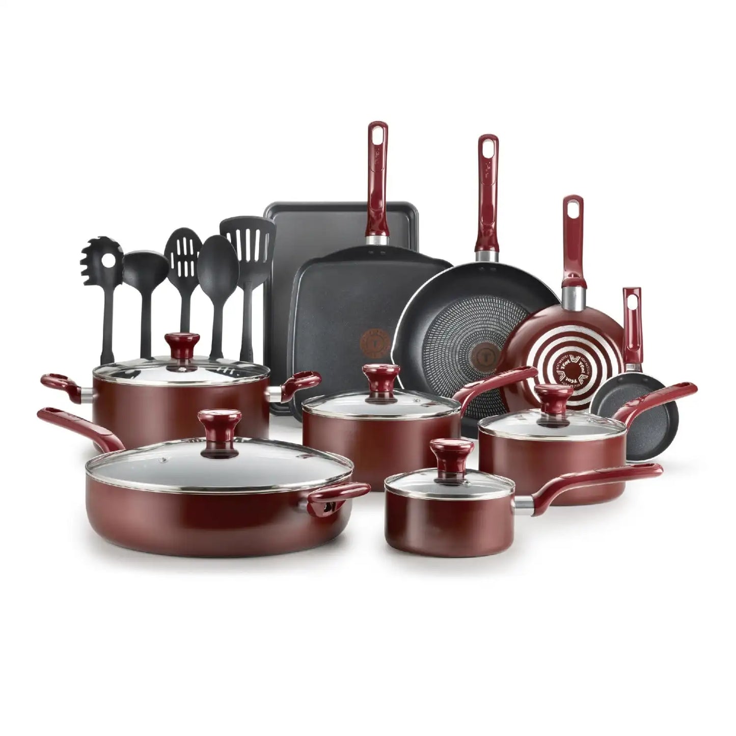 Easy Care, 20 Piece Non-Stick Pots and Pans Cookware Set, Grey