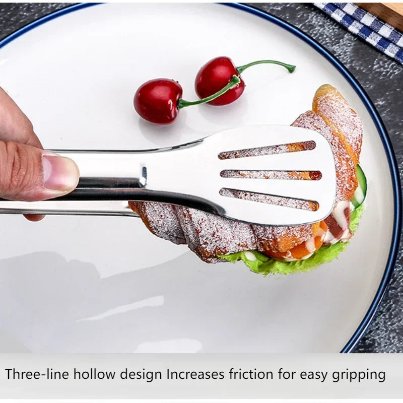 Multipurpose 304 Stainless Steel Meal Clip with Three-line Hollowed-out Design, Ideal for Grilling, Serving, and More,Food Clip