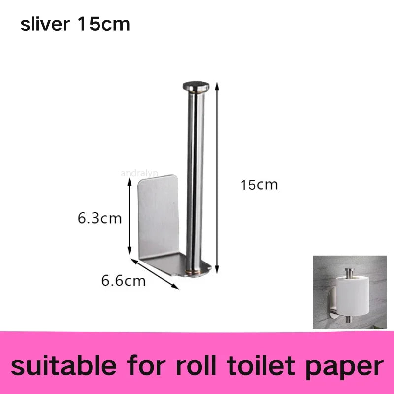 Stainless Steel Paper Towel Holder Self Adhesive Toilet Roll Paper Holder No Punching Kitchen Bathroom Lengthen Storage Rack