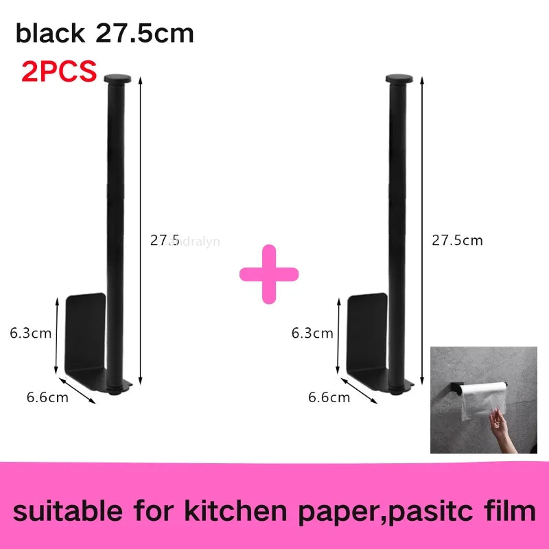 Stainless Steel Paper Towel Holder Self Adhesive Toilet Roll Paper Holder No Punching Kitchen Bathroom Lengthen Storage Rack