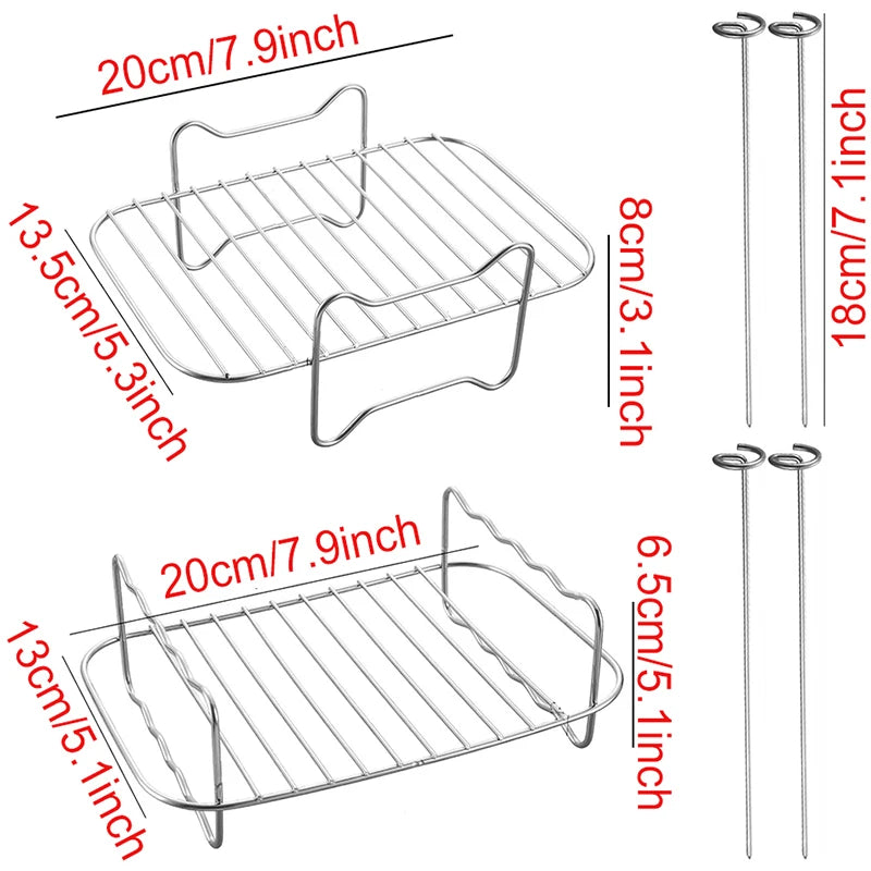 Air Fryer Baking Rack Metal Square/Round/Rectangle Oven Grill Racks Airfryer Accessories for Cosori,Instant Vortex,Gourmia,Foodi