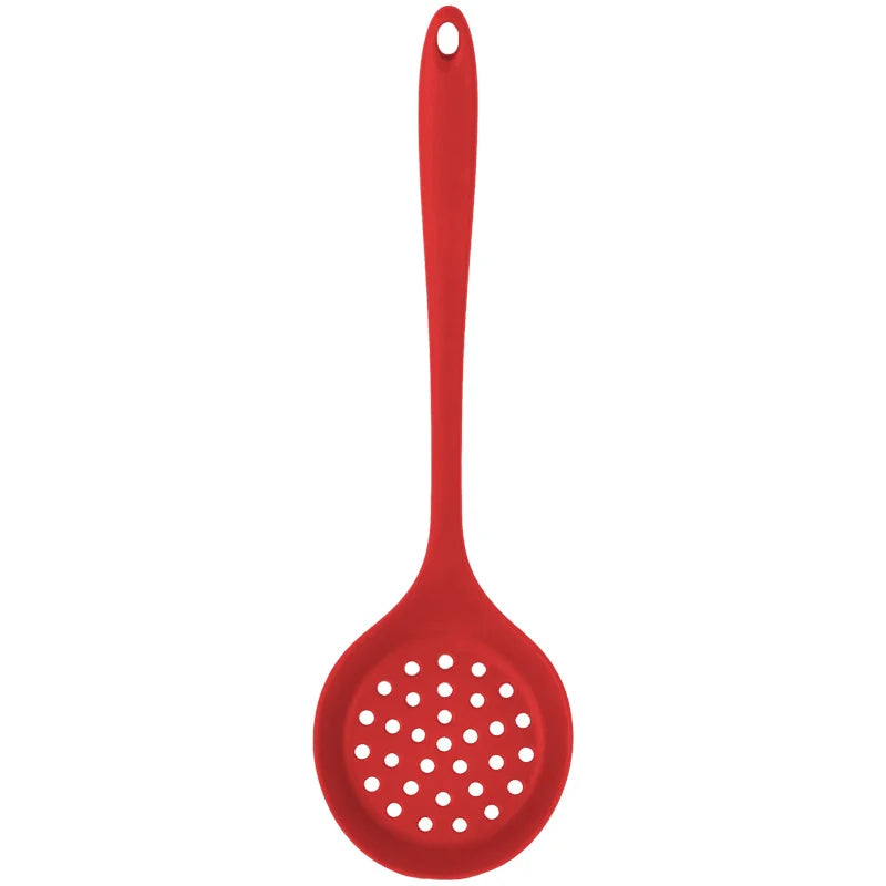Silicone Skimmer Spoon Non-Stick Cooking Slotted Colander Spoon Skimmer Strainer Kitchen Sink Ladle Strainer Silicone Filter