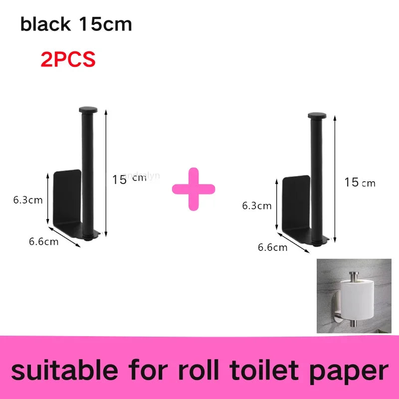 Stainless Steel Paper Towel Holder Self Adhesive Toilet Roll Paper Holder No Punching Kitchen Bathroom Lengthen Storage Rack