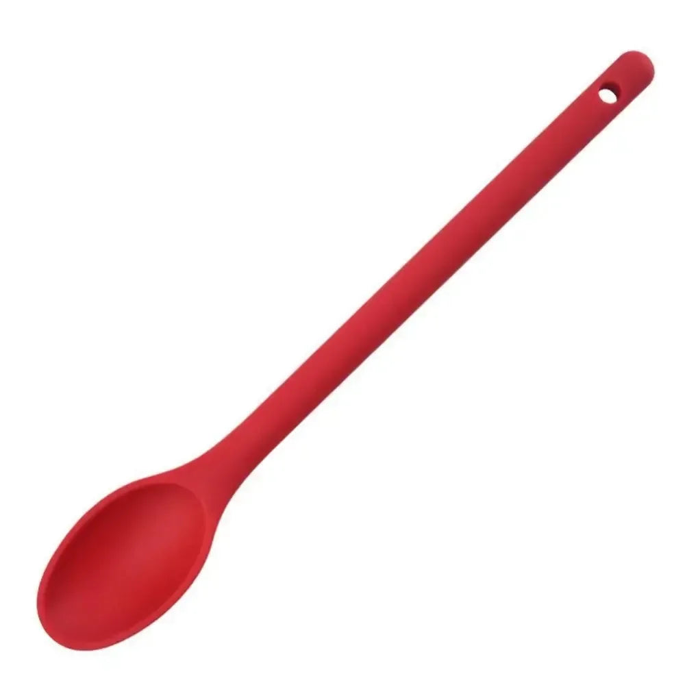 1Pc One piece silicone spoon with longer handle, mixing spoon, salad spoon, salad strainer, kitchen cooking tool