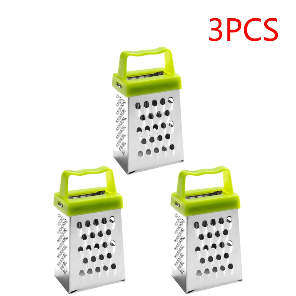 Stainless Steel Mini Four-Sided Grater Planer Non-slip Handle Multifunctional Peel Cutter Fruit Ginger Garlic Grater Kitchen