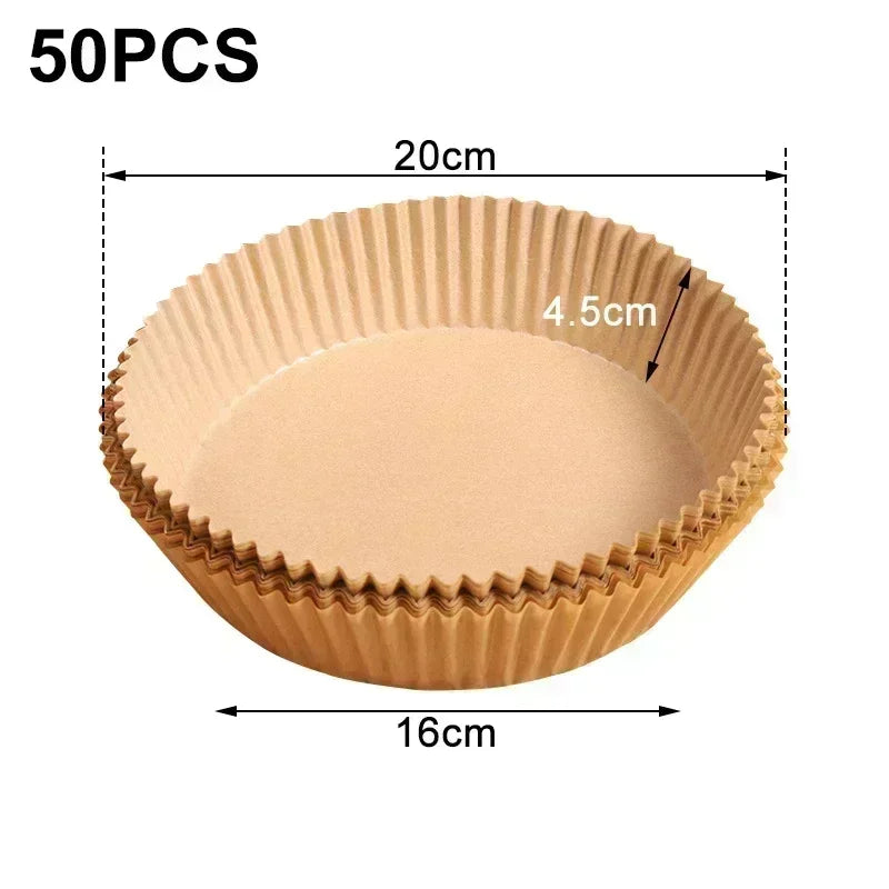 50/100PCS Air Fryer Disposable Paper Square Round Baking Paper Barbecue Plate NonStick Mat Kitchen Oven Oil Absorbing Paper Tool