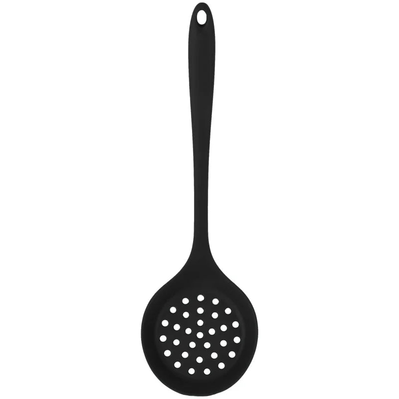 Silicone Skimmer Spoon Non-Stick Cooking Slotted Colander Spoon Skimmer Strainer Kitchen Sink Ladle Strainer Silicone Filter