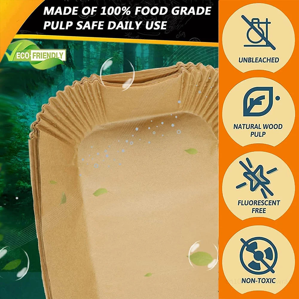 Rectangle Disposable Air Fryer Paper Non-Stick for Ninja Foodi DZ071 7QT DualZone Air Fryer Baking Paper Liner Oilproof Oven Mat