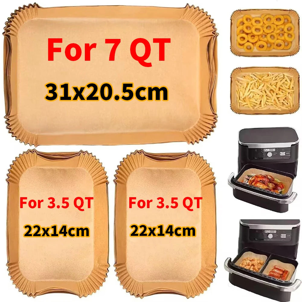 Rectangle Disposable Air Fryer Paper Non-Stick for Ninja Foodi DZ071 7QT DualZone Air Fryer Baking Paper Liner Oilproof Oven Mat